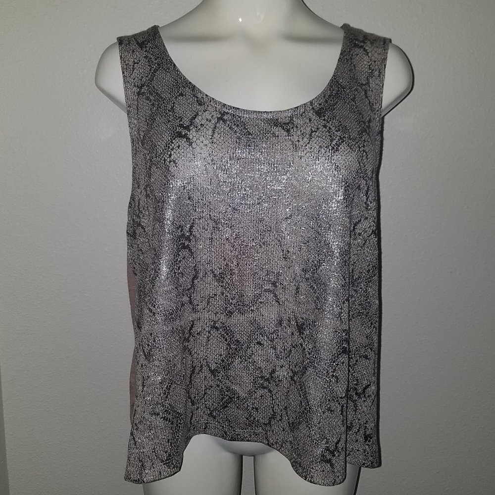 NWT Christopher & Banks Tan Metallic Snake Skin Size Large